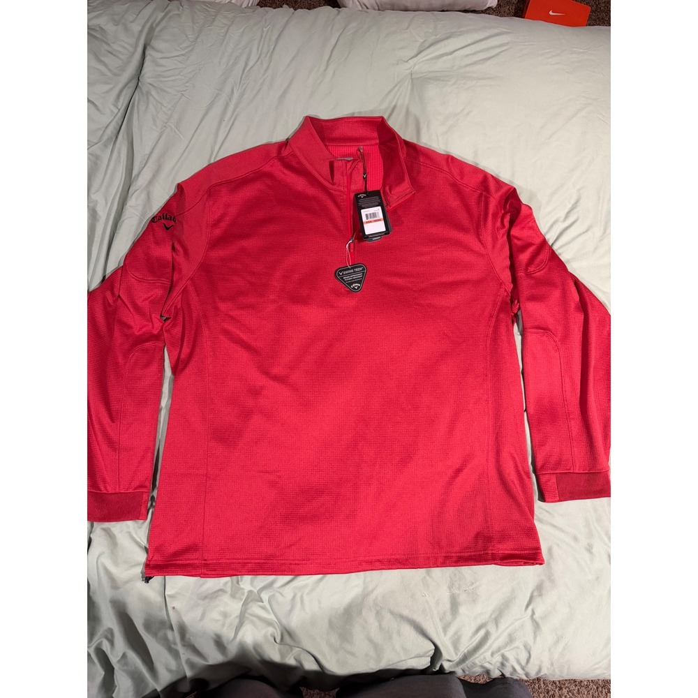 Callaway Weather Series Mens XXXL Red Heather Quarter Zip Swing Tech Pullover